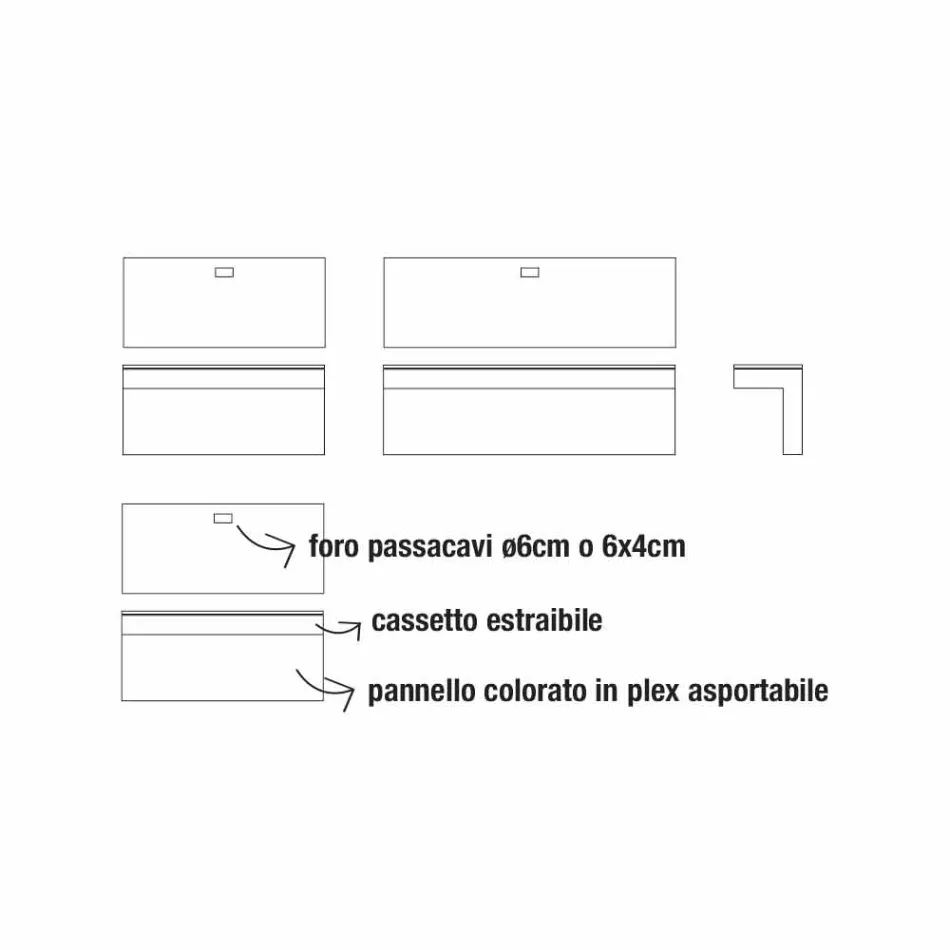 Escritorio de pared en melamina y metal con cajón Made in Italy - Silicona Viadurini
