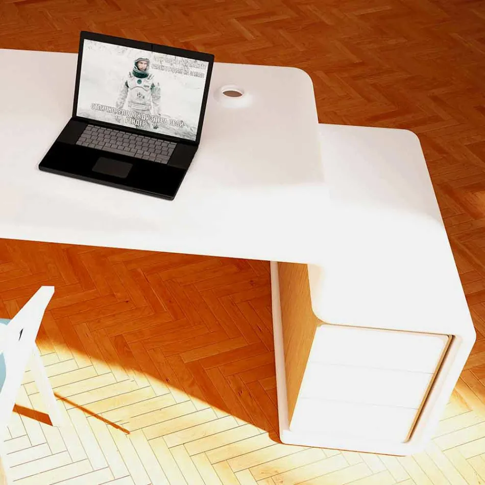 Escritorio de oficina con cajonera de madera hecha en Italia, Terralba Viadurini