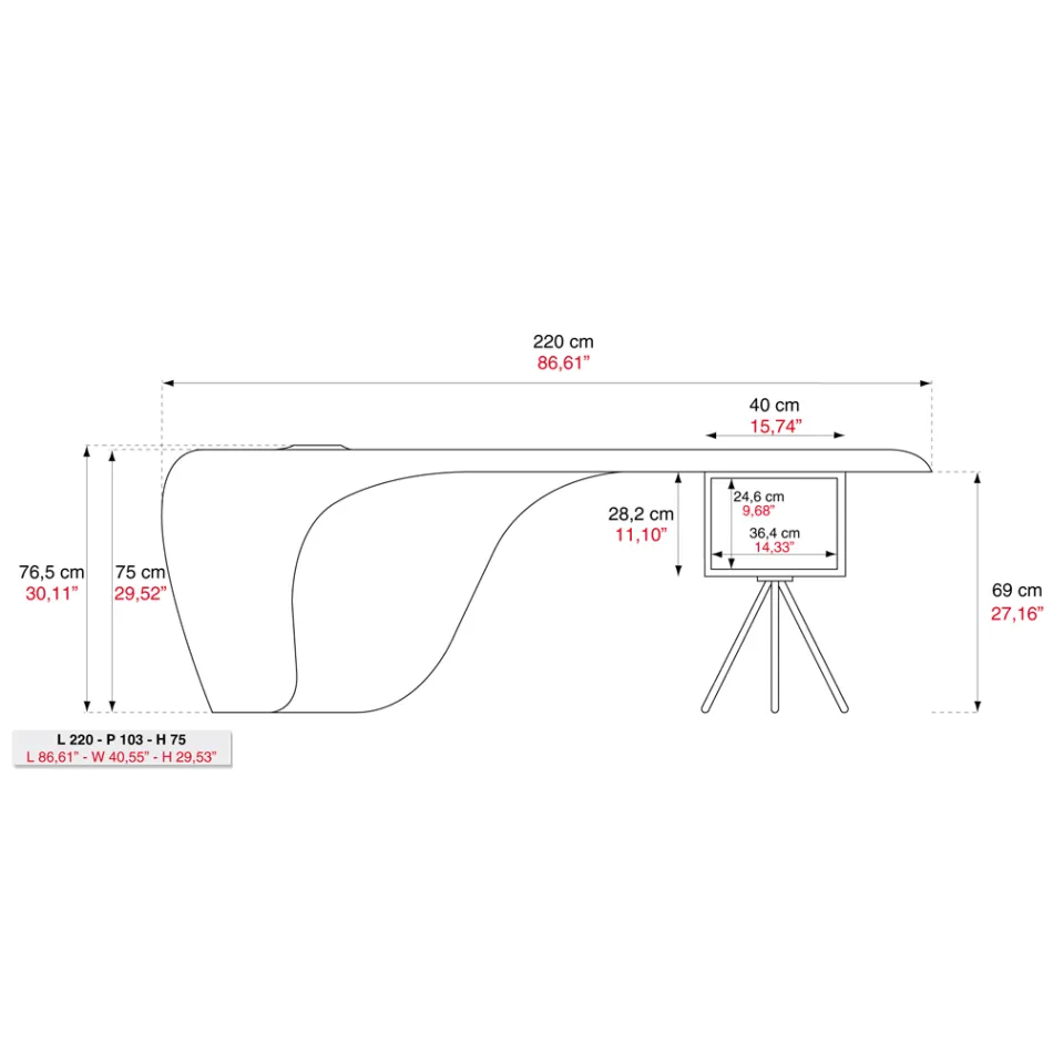 Escritorio ejecutivo de Karim Rashid en poliuretano en varios acabados - James Viadurini