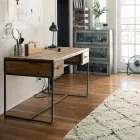 Escritorio Homemotion de acero y madera de acacia con 2 cajones - Benver Viadurini