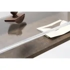 Escritorio de plexiglás transparente con estante de madera de diseño - Carducci Viadurini