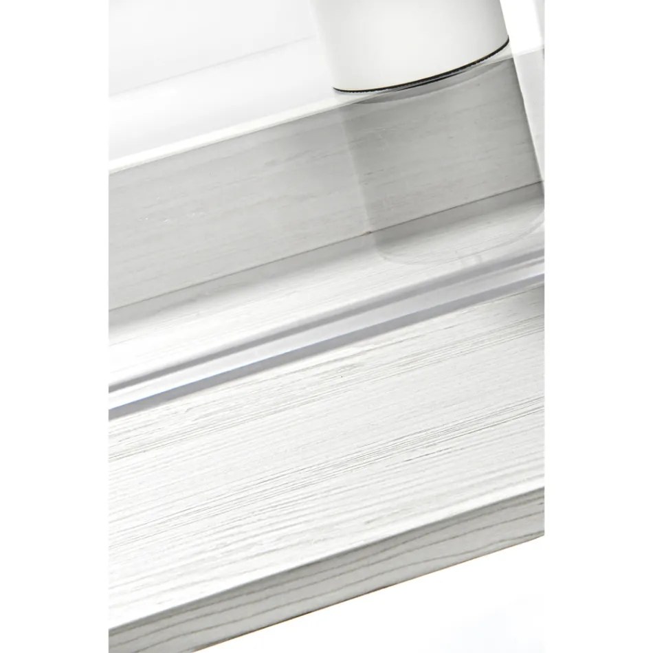 Escritorio de plexiglás transparente con estante de madera de diseño - Carducci Viadurini