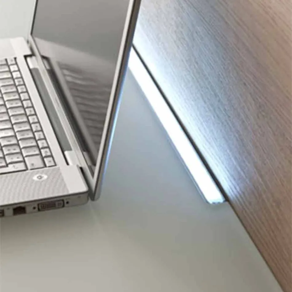 Escritorio suspendido de cristal con estructura metálica Made in Italy - Silicona Viadurini