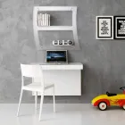 Escritorio suspendido de cristal con estructura metálica Made in Italy - Silicona Viadurini