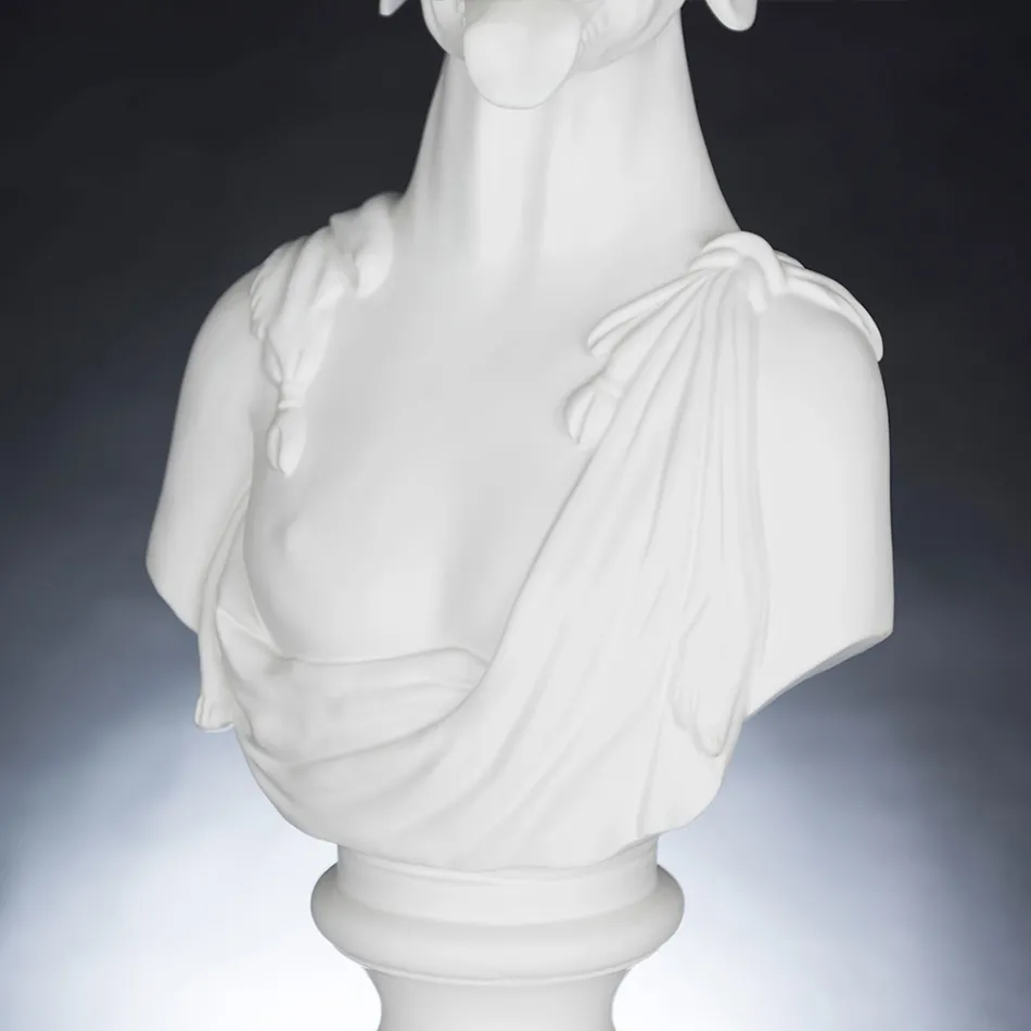 Escultura de cerámica blanca artesanal 100% Made in Italy Fabas 1 Viadurini