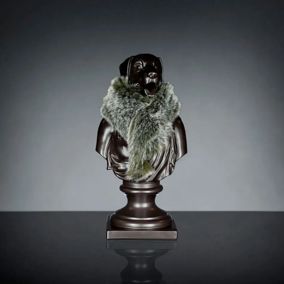 Escultura artesanal de cerámica negra 100% Made in Italy Fabas 2 Viadurini