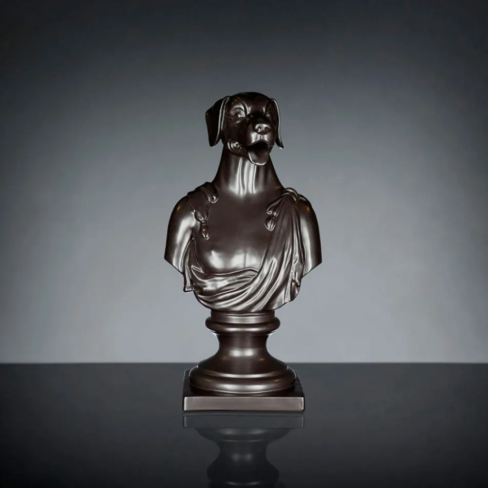 Escultura artesanal de cerámica negra 100% Made in Italy Fabas 2 Viadurini