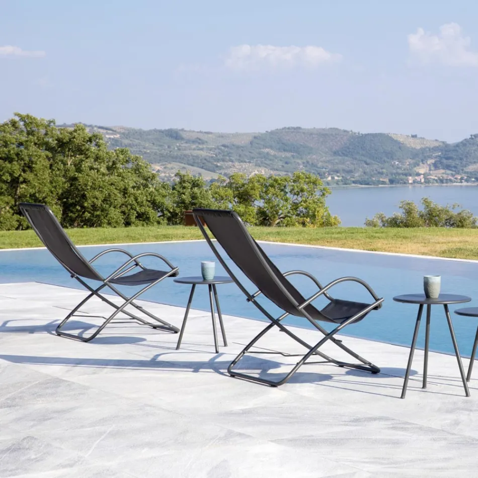 Tumbona de jardín plegable en acero galvanizado Made in Italy 2 piezas - Hobbit Viadurini