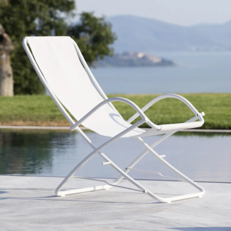 Tumbona de jardín plegable en acero galvanizado Made in Italy 2 piezas - Hobbit Viadurini
