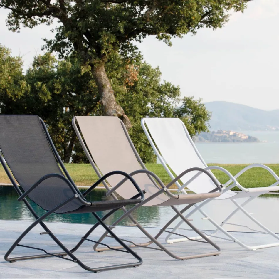 Tumbona de jardín plegable en acero galvanizado Made in Italy 2 piezas - Hobbit Viadurini