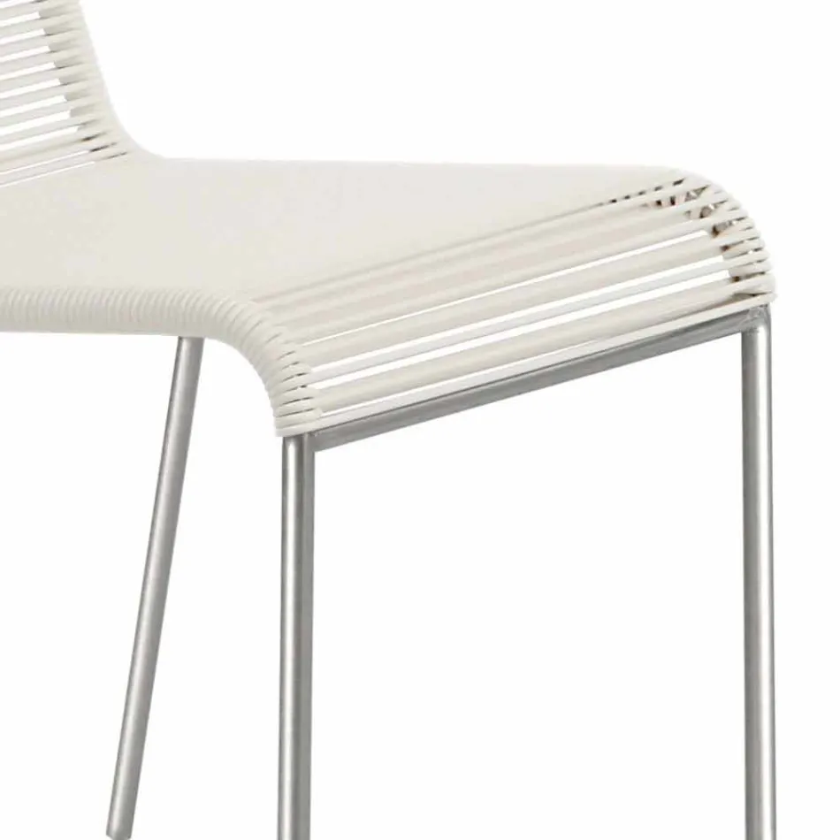 Silla de exterior de diseño blanco en acero y PVC Made in Italy - Madagascar Viadurini