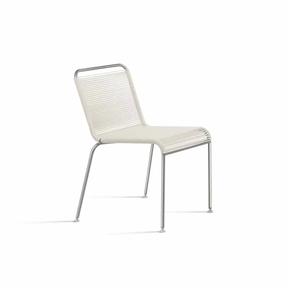 Silla de exterior de diseño blanco en acero y PVC Made in Italy - Madagascar Viadurini