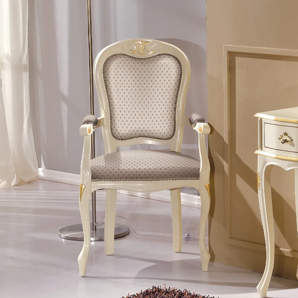 Cabecera de la Silla de Mesa en Madera Tapizada en Tela Made in Italy - Majestad Viadurini