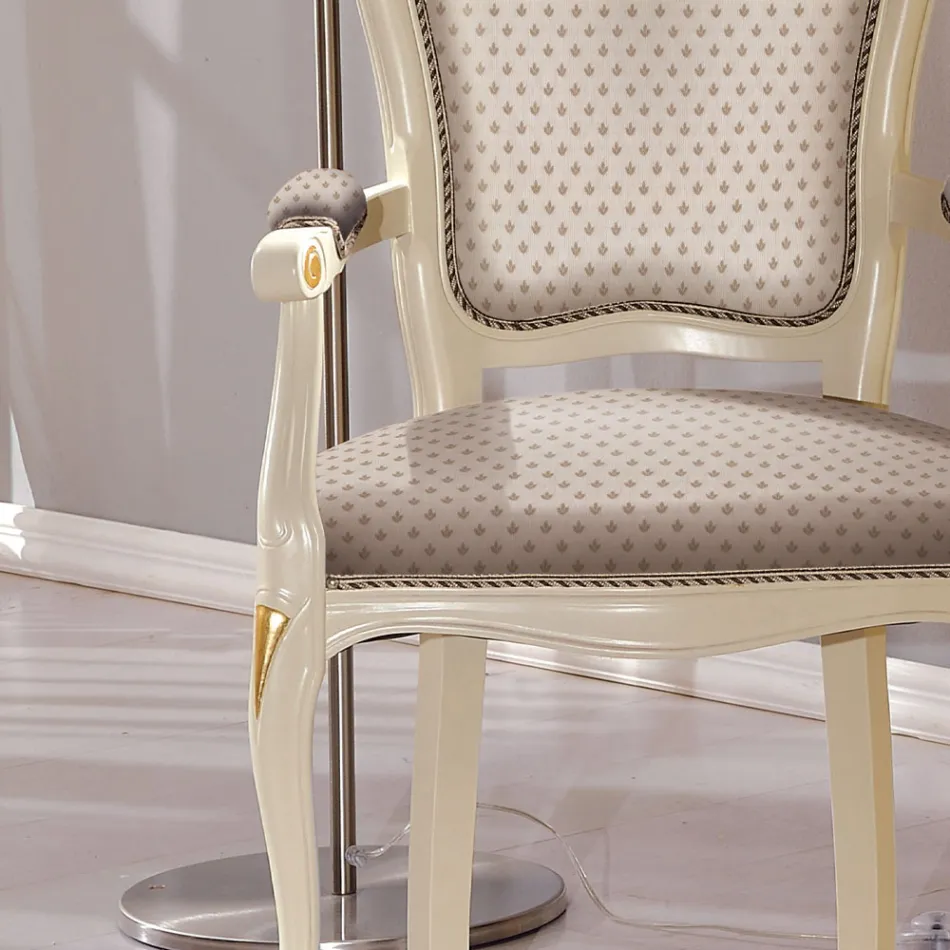 Cabecera de la Silla de Mesa en Madera Tapizada en Tela Made in Italy - Majestad Viadurini