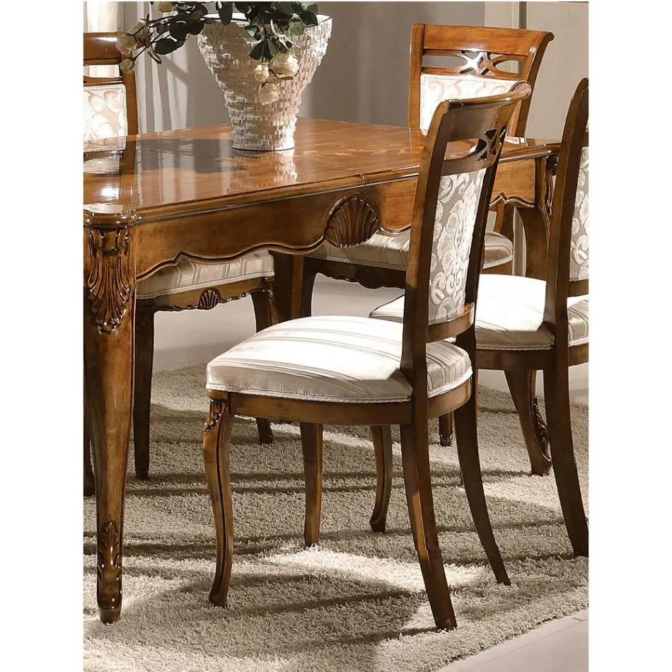 Silla clásica tapizada en madera de nogal o blanca Made in Italy - Caligola Viadurini