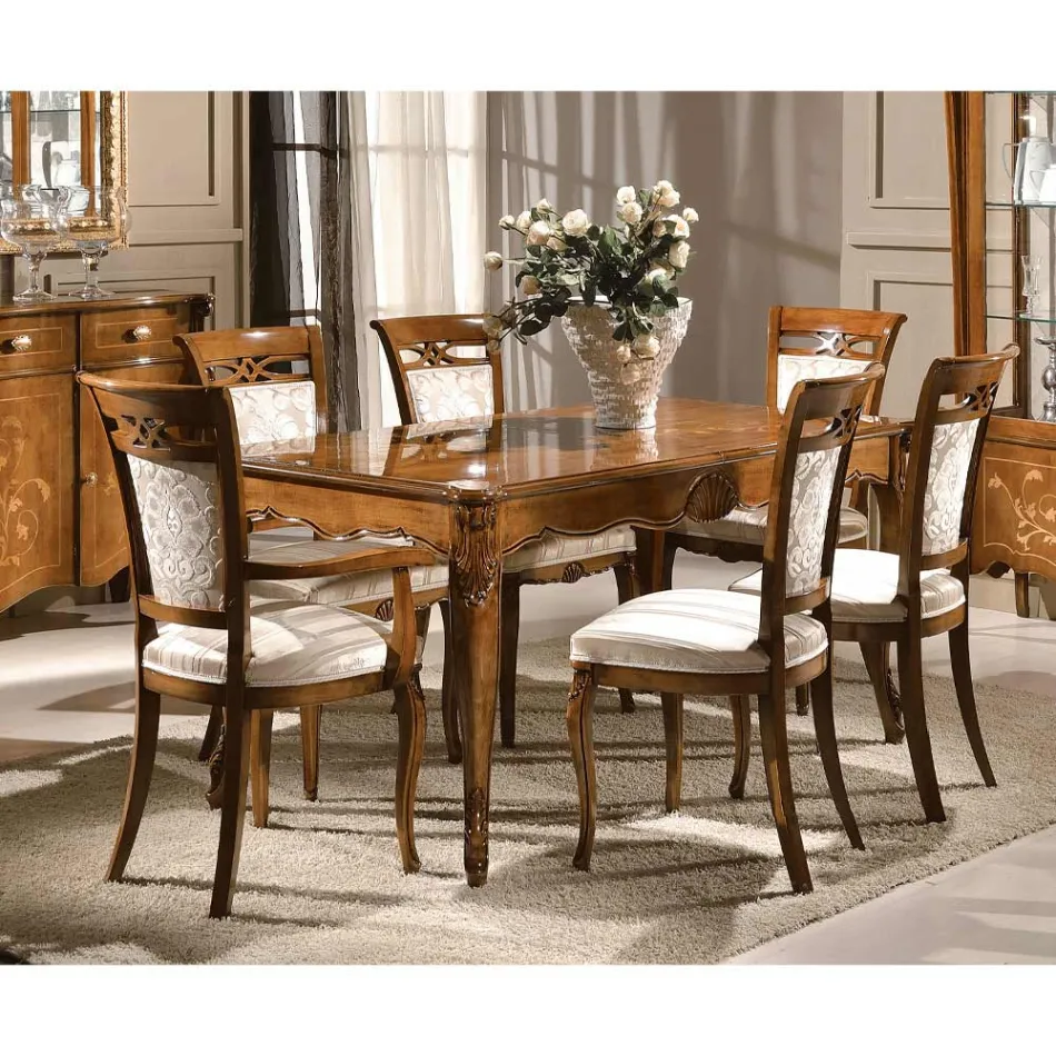 Silla clásica tapizada en madera de nogal o blanca Made in Italy - Caligola Viadurini