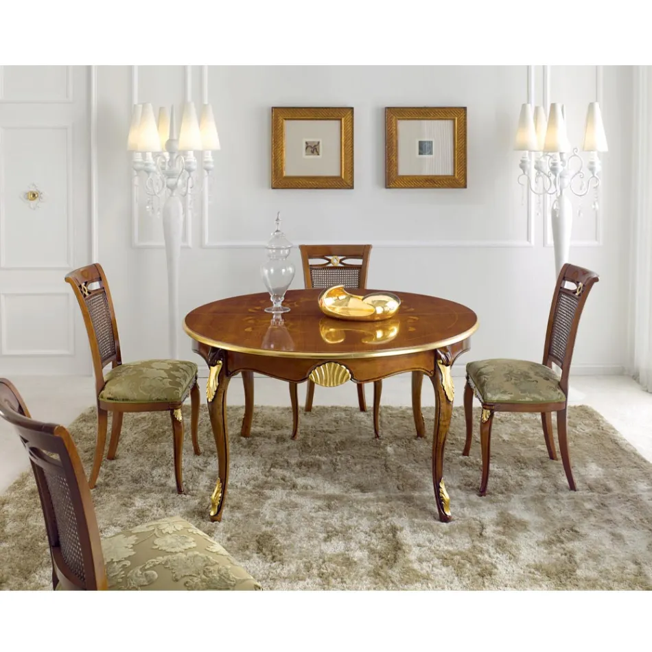 Silla Clásica de Madera de Nogal con Asiento Acolchado Made in Italy - Barroco Viadurini