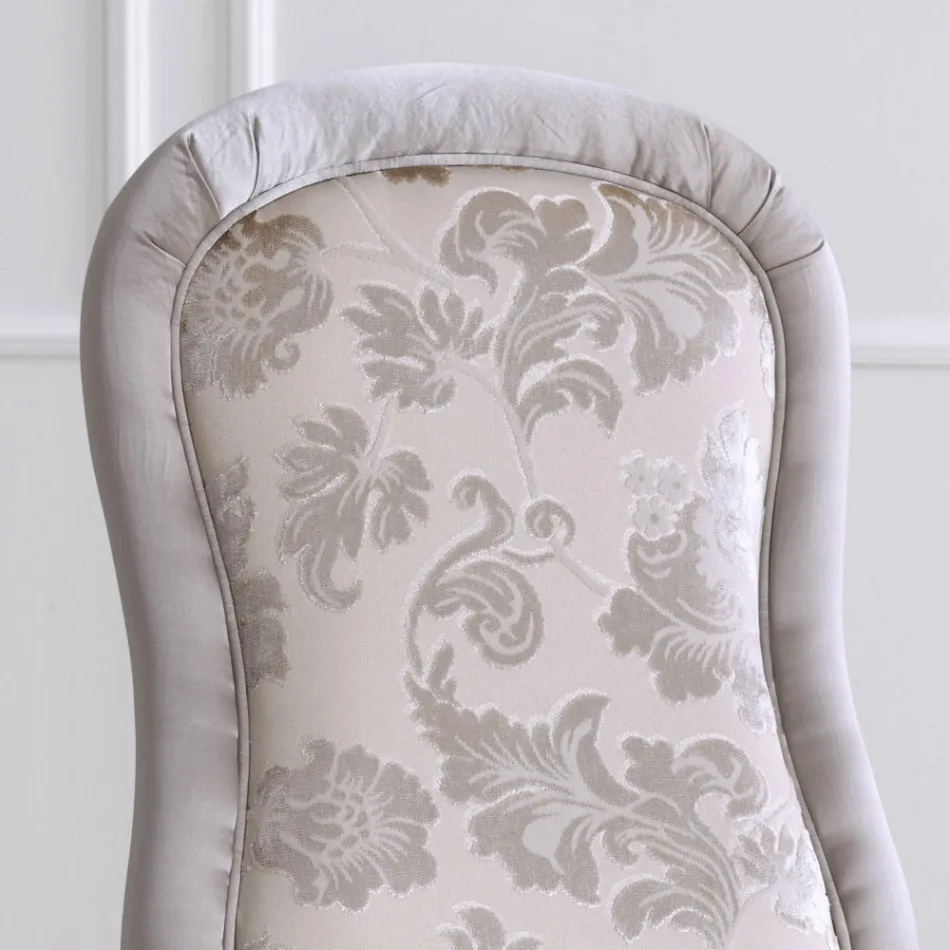 Silla Clásica en Madera de Nogal y Tela Acolchada Made in Italy - Barroco Viadurini