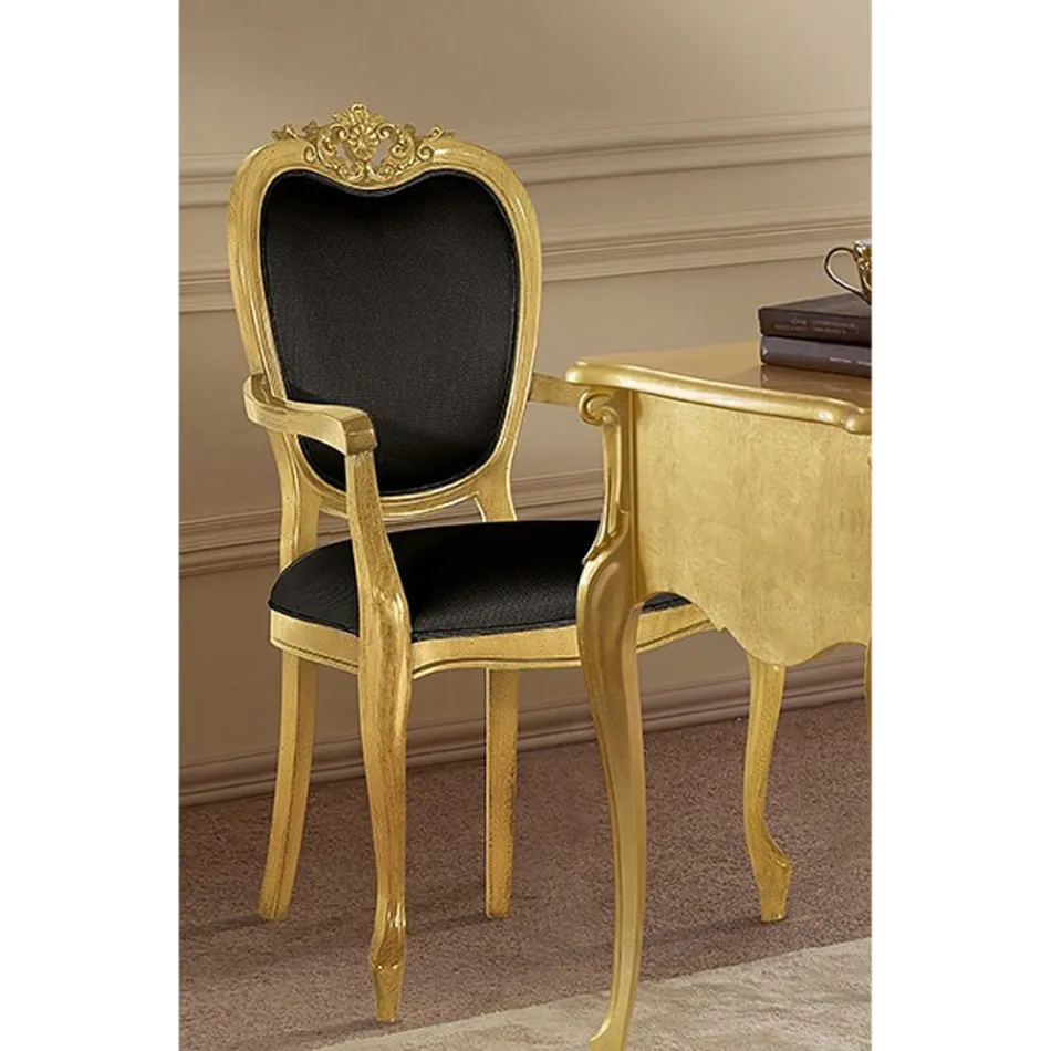 Silla clásica en madera tapizada de nogal o oro Made in Italy - Imperator Viadurini