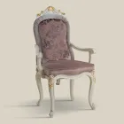 Silla Clásica Madera Blanca y Tapizado en Tela Made in Italy - Barroco Viadurini