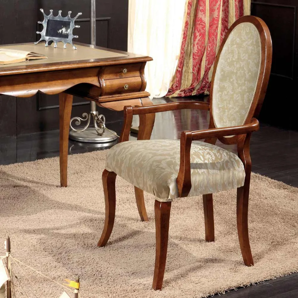 Silla Clásica Madera y Tela Con o Sin Reposabrazos Made in Italy - Ellie Viadurini
