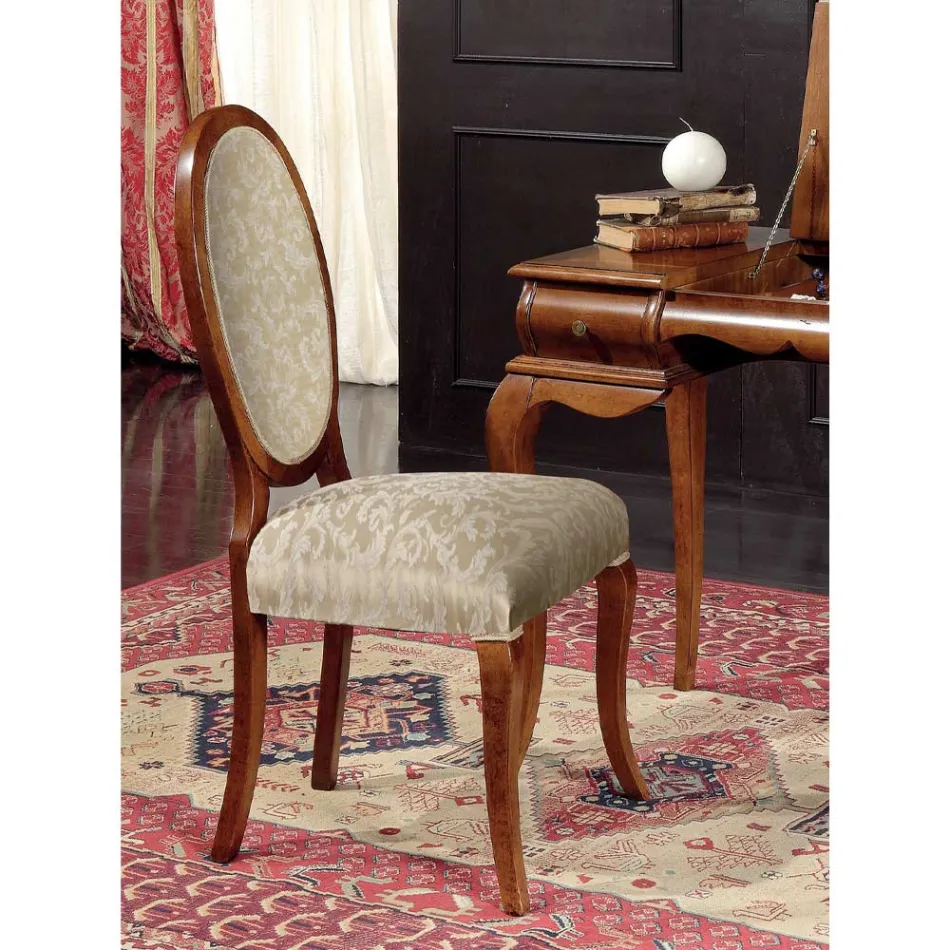 Silla Clásica Madera y Tela Con o Sin Reposabrazos Made in Italy - Ellie Viadurini