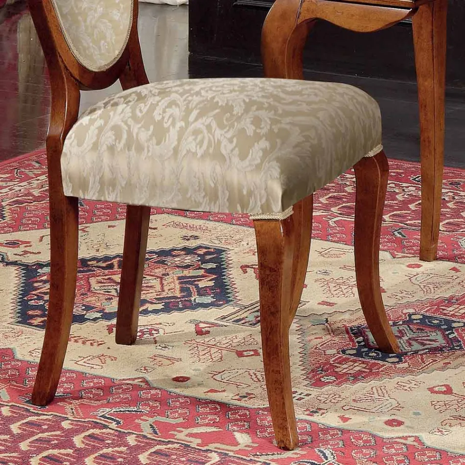 Silla Clásica Madera y Tela Con o Sin Reposabrazos Made in Italy - Ellie Viadurini