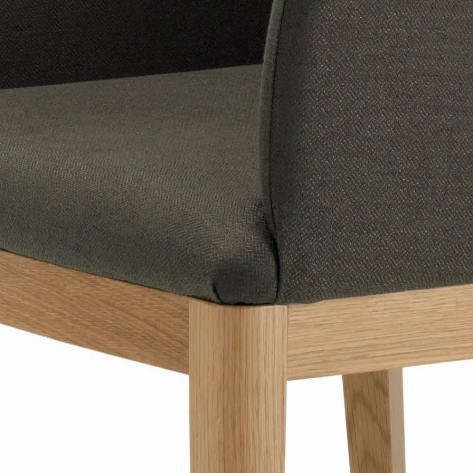 Silla con Reposabrazos con Patas de Madera y Asiento Acolchado Made in Italy - Bari Viadurini