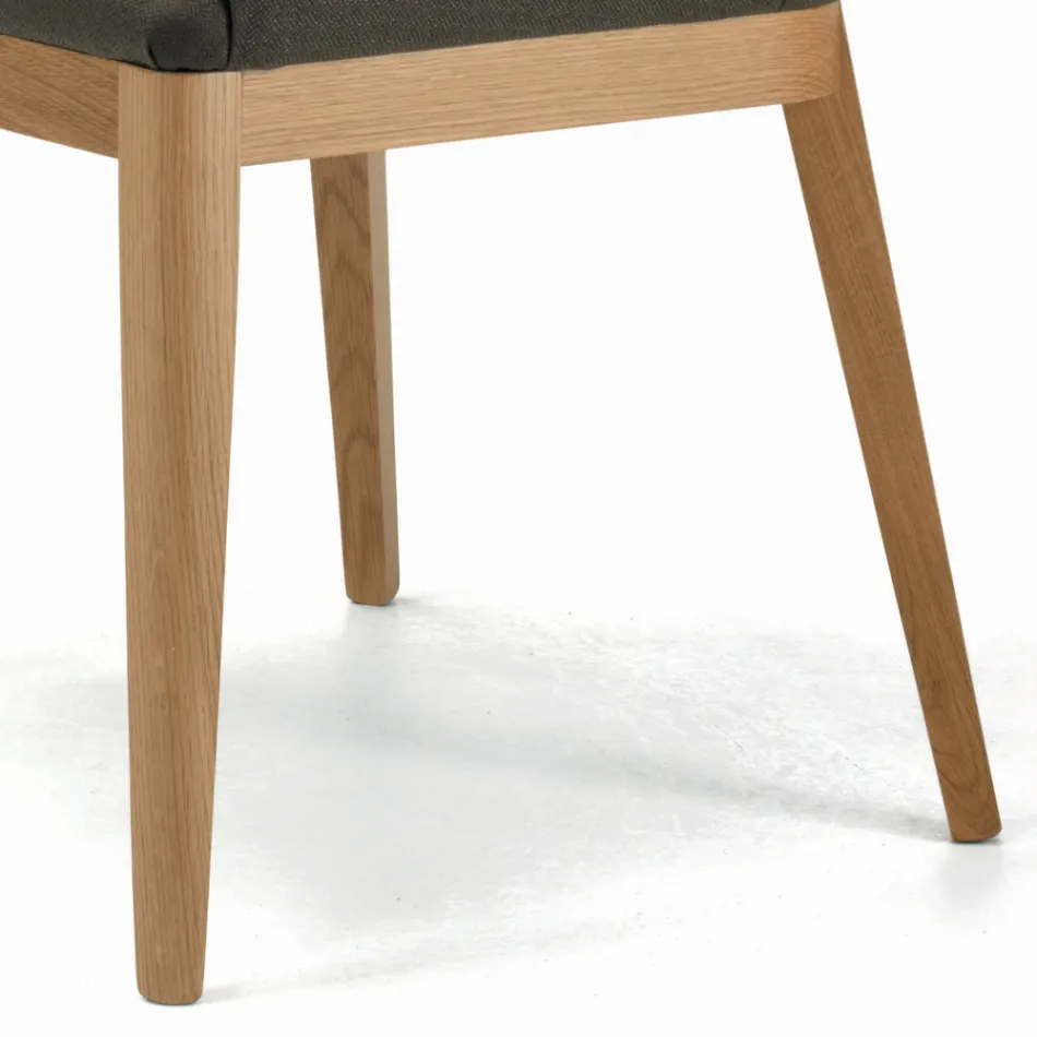 Silla con Reposabrazos con Patas de Madera y Asiento Acolchado Made in Italy - Bari Viadurini