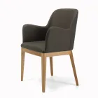 Silla con Reposabrazos con Patas de Madera y Asiento Acolchado Made in Italy - Bari Viadurini