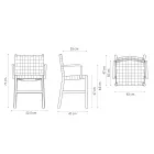 Silla con Reposabrazos en Haya Blanqueada y Asiento de Cuero Made in Italy - Nora Viadurini