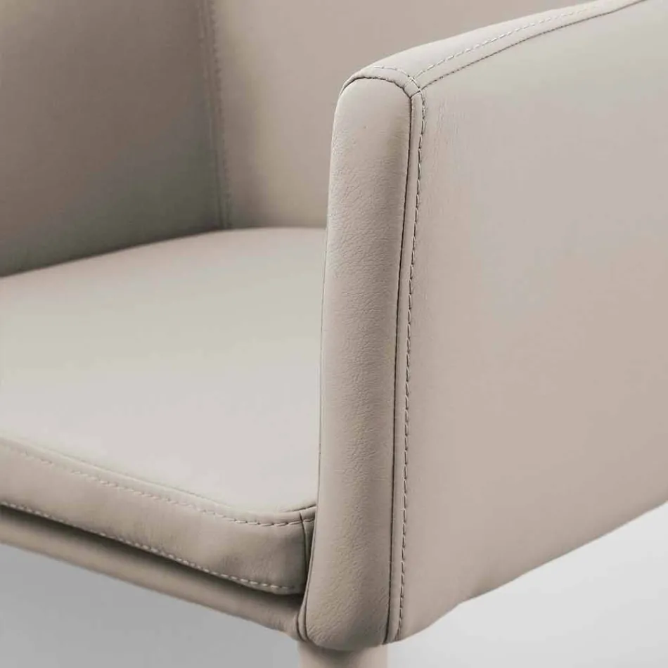 Silla con reposabrazos en metal tapizado en ecopiel Carlina Viadurini