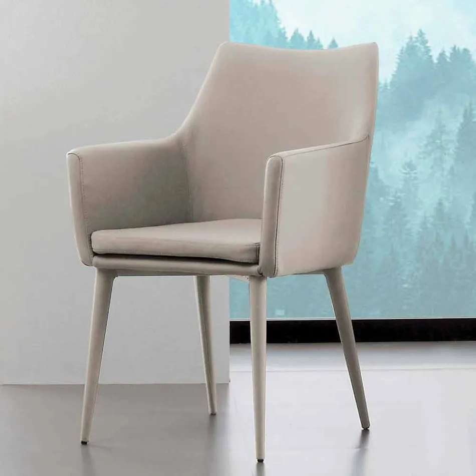 Silla con reposabrazos en metal tapizado en ecopiel Carlina Viadurini