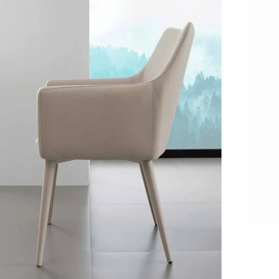 Silla con reposabrazos en metal tapizado en ecopiel Carlina Viadurini