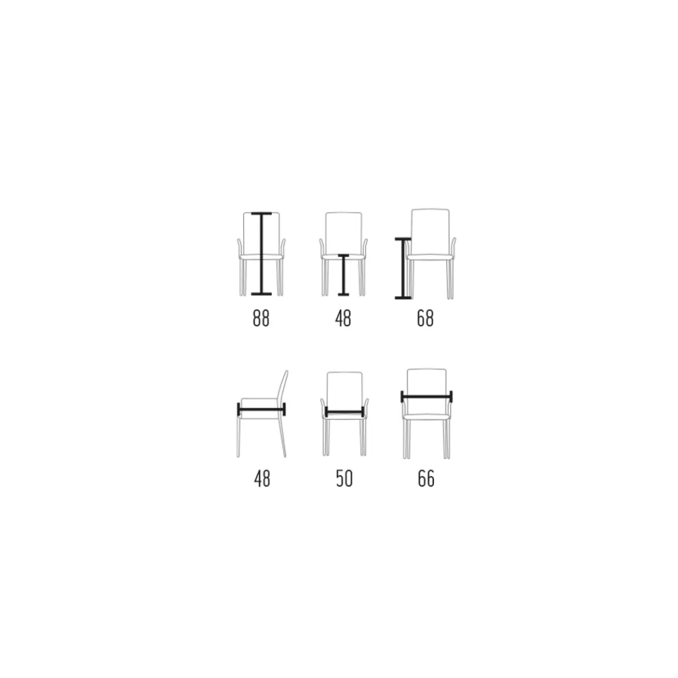 Silla con Apoyabrazos Tapizada en Piel Marfil Made in Italy - Shell Viadurini