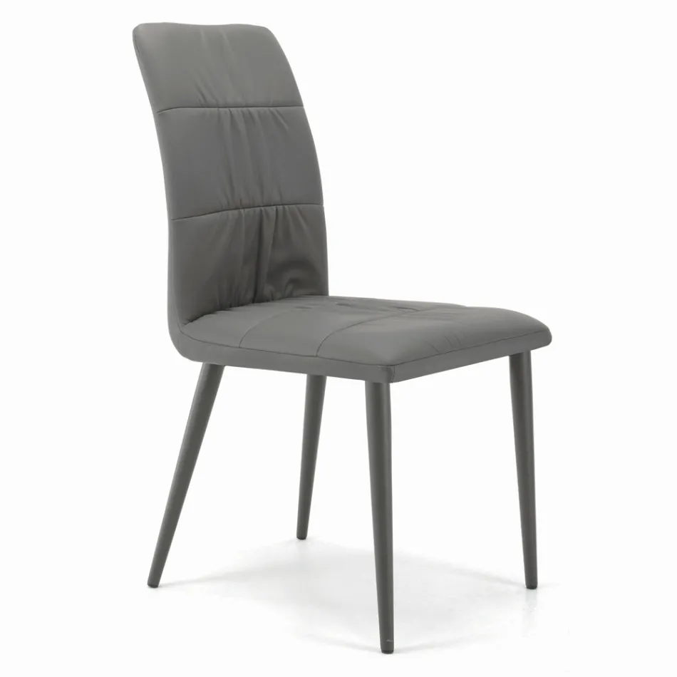 Silla con patas de acero lacado y asiento tapizado Made in Italy - Brescia Viadurini