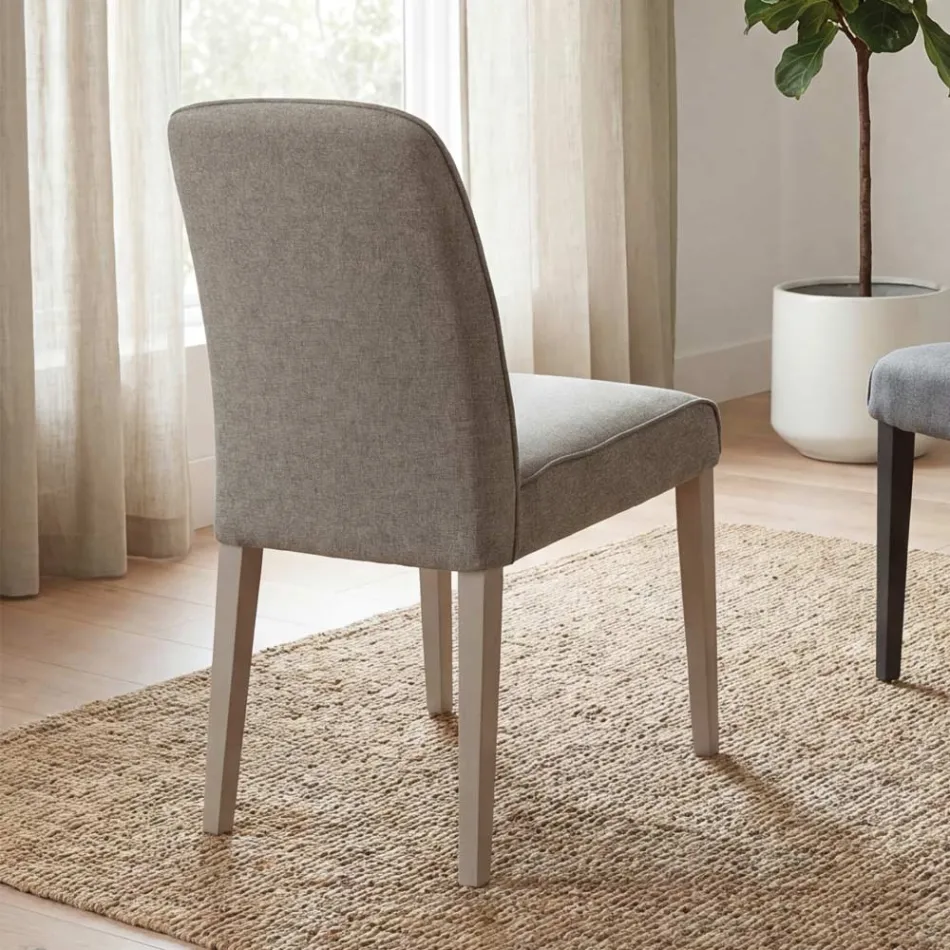 Silla con patas de madera y asiento de tela antimanchas - Kandinsky Viadurini