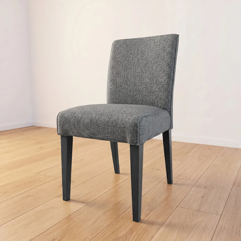Silla con patas de madera y asiento de tela antimanchas - Kandinsky Viadurini