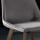 Silla con patas de madera y asiento de tela monocasco Made in Italy - Hinata Viadurini