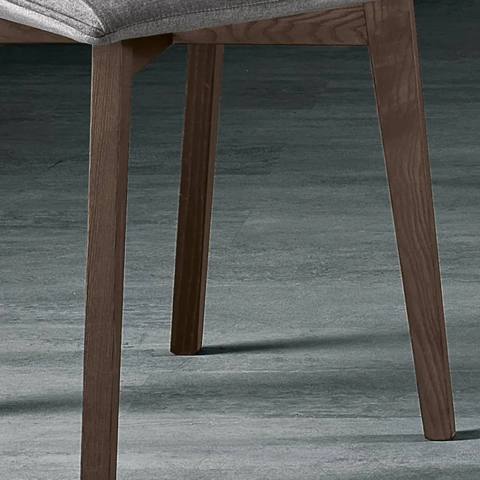 Silla con patas de madera y asiento de tela monocasco Made in Italy - Hinata Viadurini
