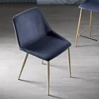 Silla con patas de metal y asiento de tela monocasco Made in Italy - Hinata Viadurini