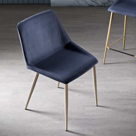Silla con patas de metal y asiento de tela monocasco Made in Italy - Hinata Viadurini