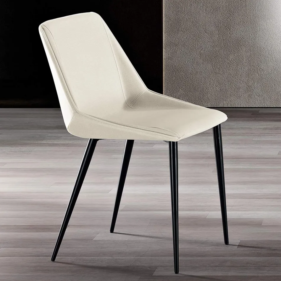 Silla con patas de metal y asiento de tela monocasco Made in Italy - Hinata Viadurini