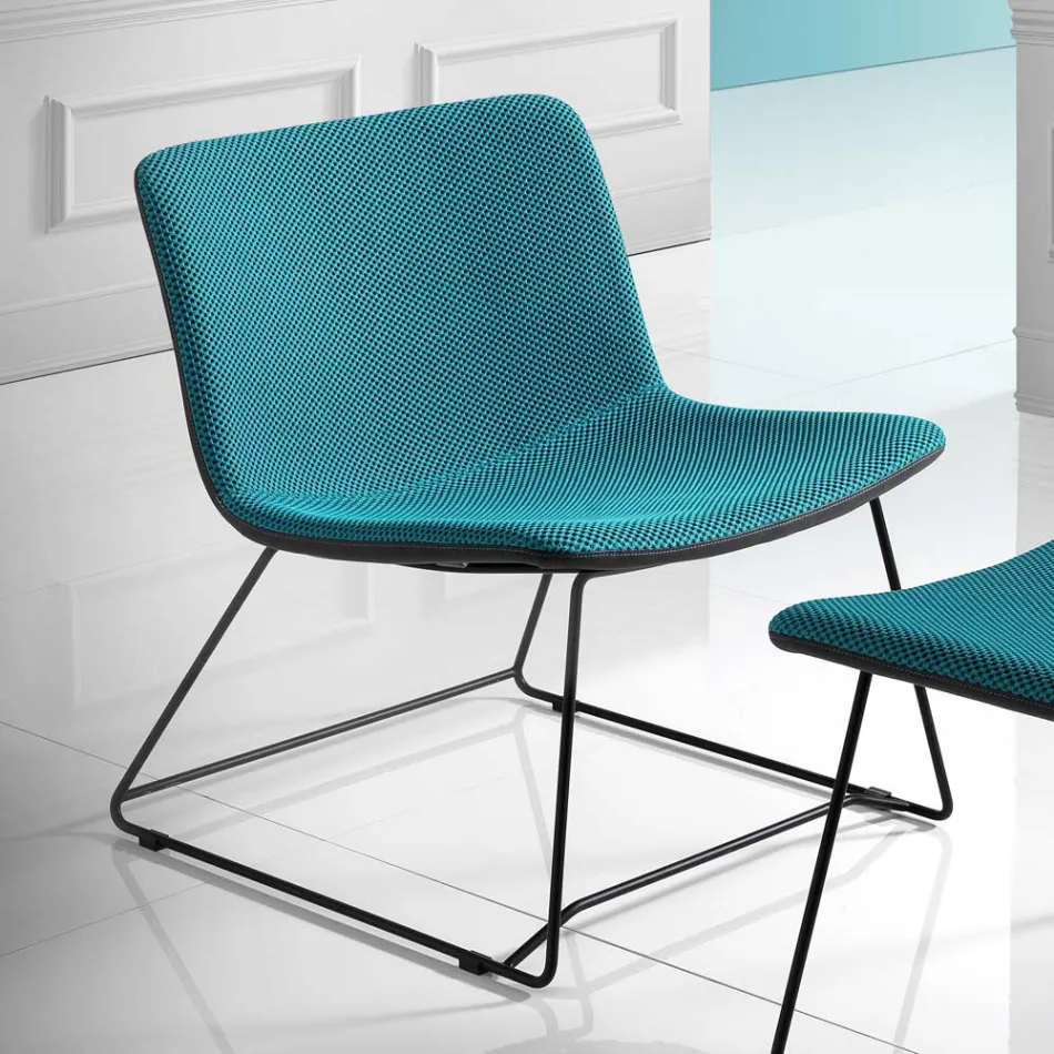 Silla con reposapiés en tela Vulcano y patas de metal Made in Italy - Amane Viadurini