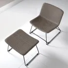 Silla con reposapiés en tela Vulcano y patas de metal Made in Italy - Amane Viadurini