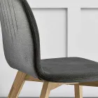 Silla con asiento monocasco de tela y patas de madera Made in Italy - Nezoku Viadurini