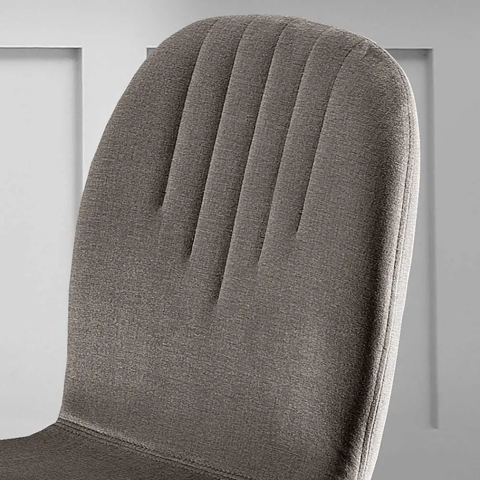 Silla con asiento monocasco de tela y patas de madera Made in Italy - Nezoku Viadurini