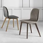 Silla con asiento monocasco de tela y patas de madera Made in Italy - Nezoku Viadurini
