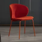 Silla con asiento monocasco de tela y patas de metal Made in Italy - Ichigo Viadurini