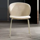 Silla con asiento monocasco de tela y patas de metal Made in Italy - Ichigo Viadurini